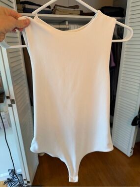 Nuuds White Ribbed Sleeveless Bodysuit